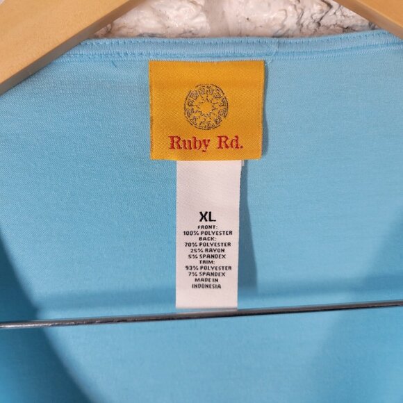 Ruby Rd Womens Top Extra Large XL Tee Polyester Sleeveless Blue Venice NOV85E - Picture 8 of 8